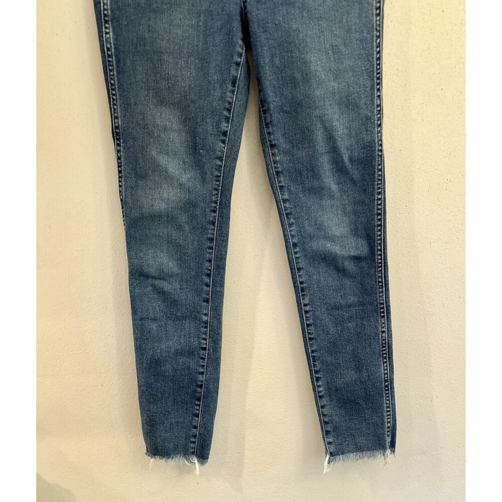 Madewell 10" High Rise Denim Jeans Size 25 Petite Blue Button Fly Raw Hem Skinny